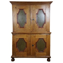 Striking Antique buffet cabinet with painted doors. 