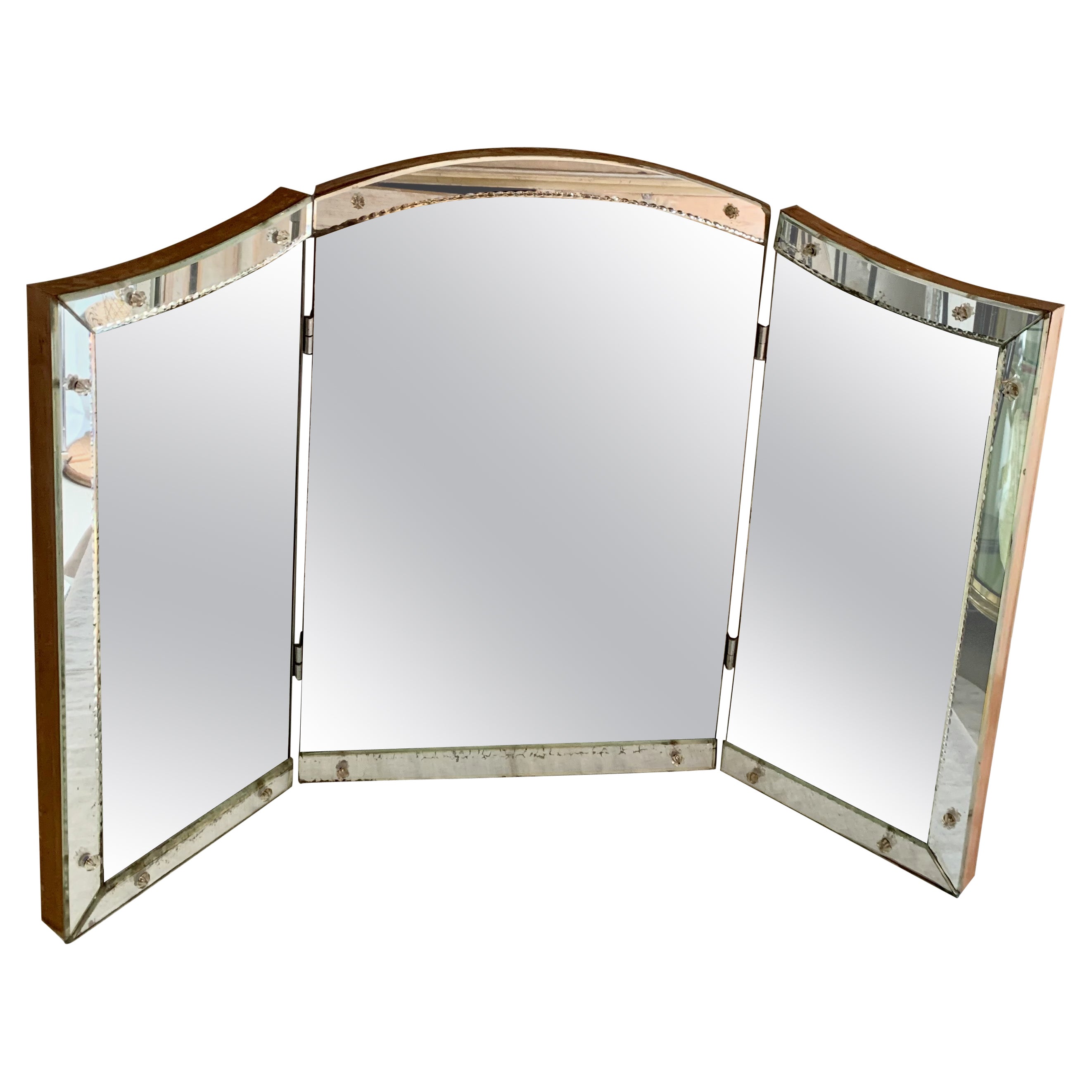 Trifold Venetian Vanity Mirror - Triptyque For Sale