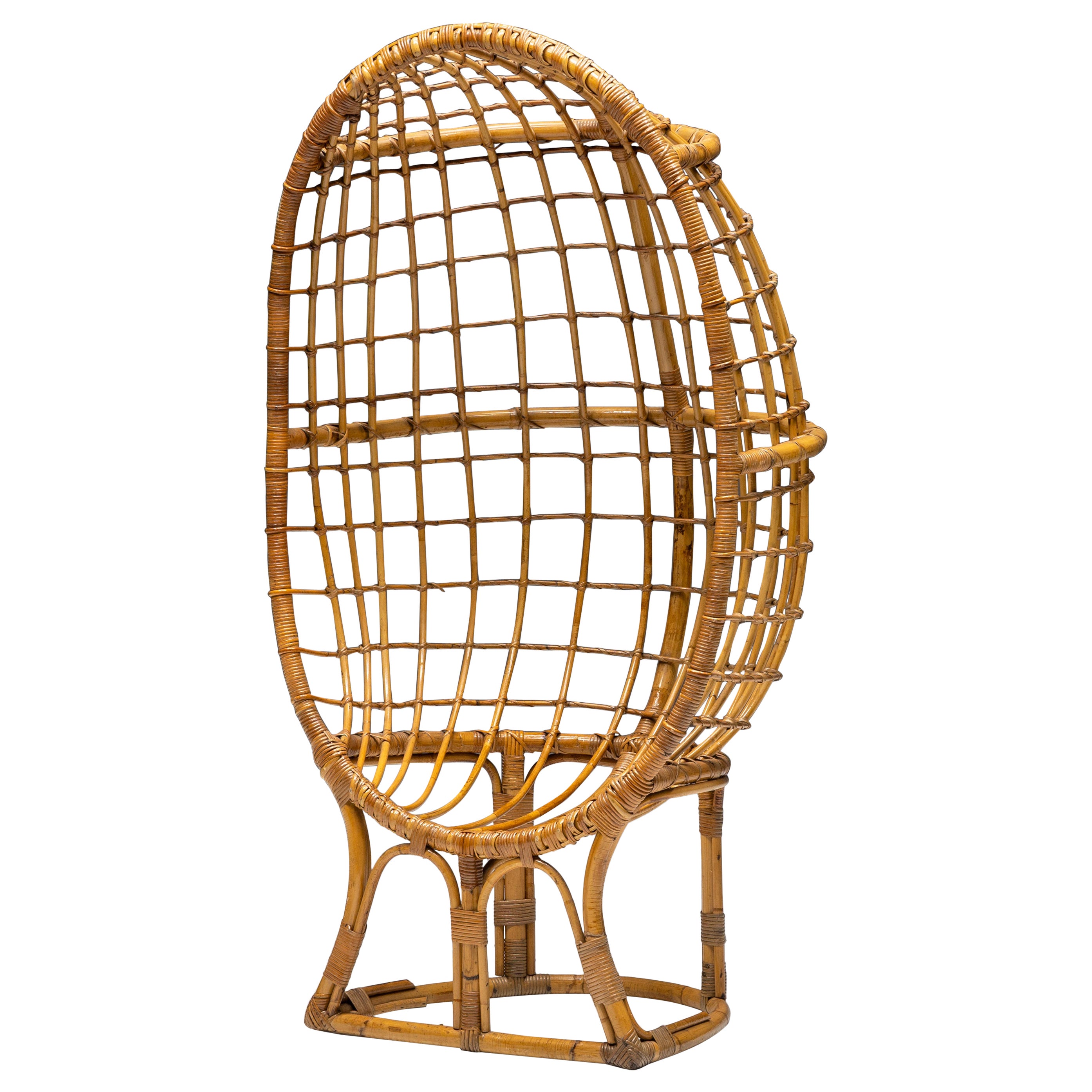 Mid-Century Bamboo Egg Chair, Italy, 1970s For Sale