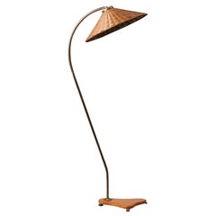 Finnish Rattan Floor Lamp, Valinte Oy, 1950s