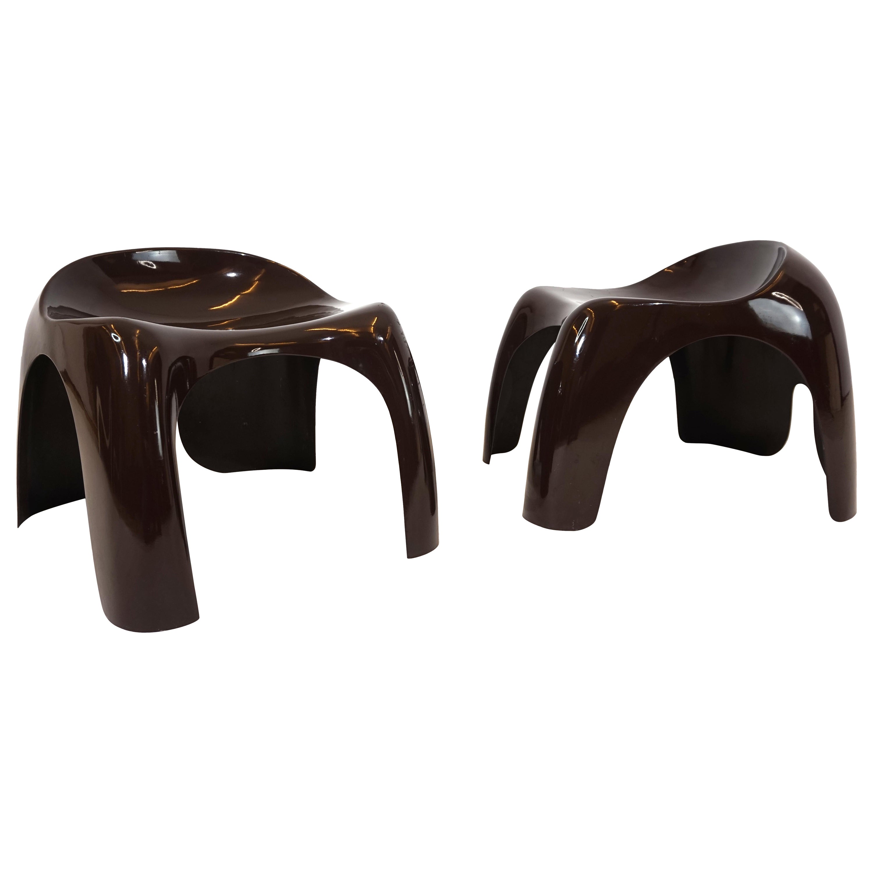 Artemide Efebo set of 2 plastic stools Space Age by Stacy Dukes