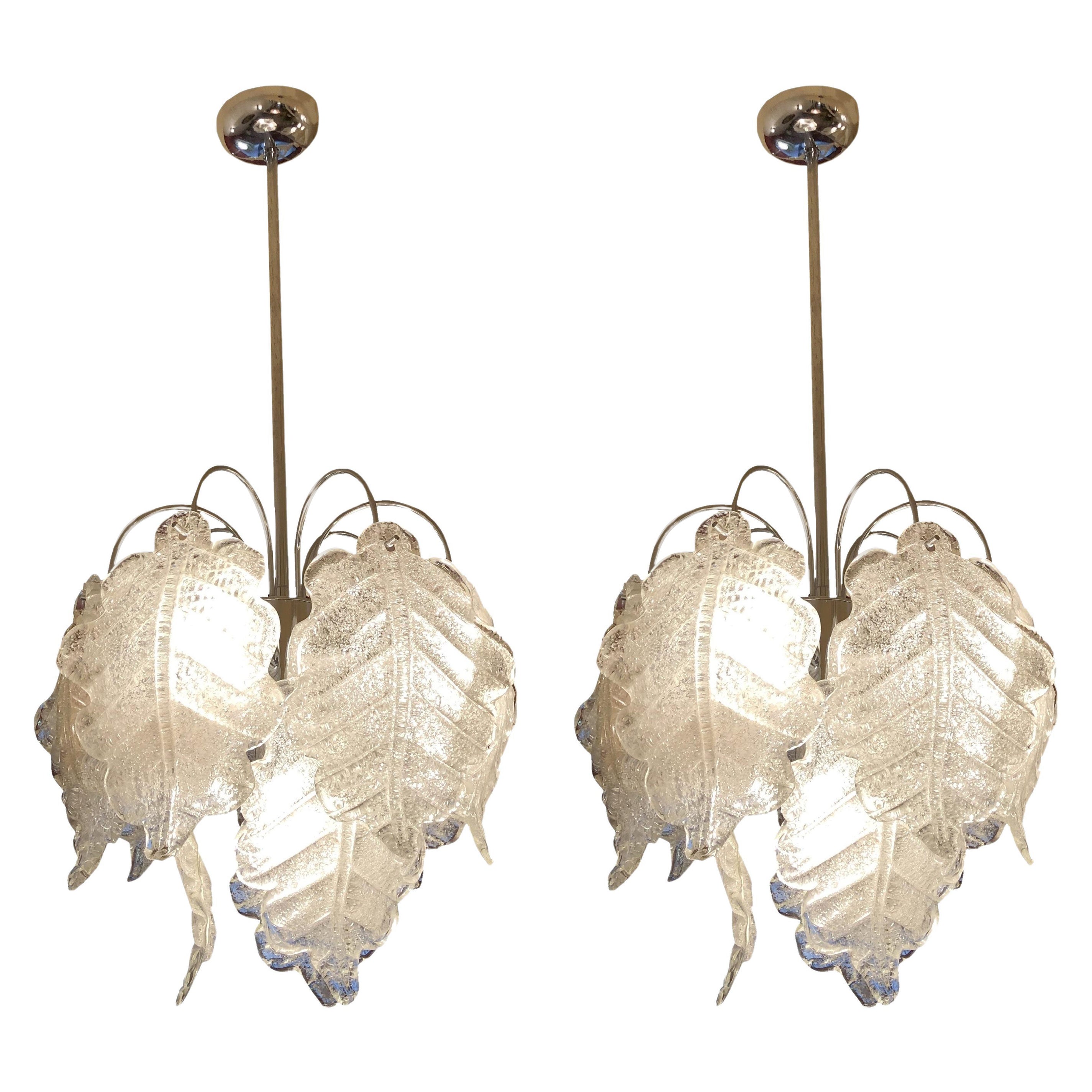 Pair of Hanging Lamp Italian in the style of Barovier & Toso , 1970
