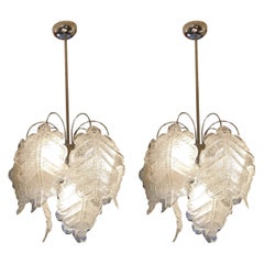 Vintage Pair of Hanging Lamp Italian in the style of Barovier & Toso , 1970