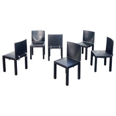 Set of six Arcadia chairs, design Paolo PIVA for B&B, in black leather. Anni 80