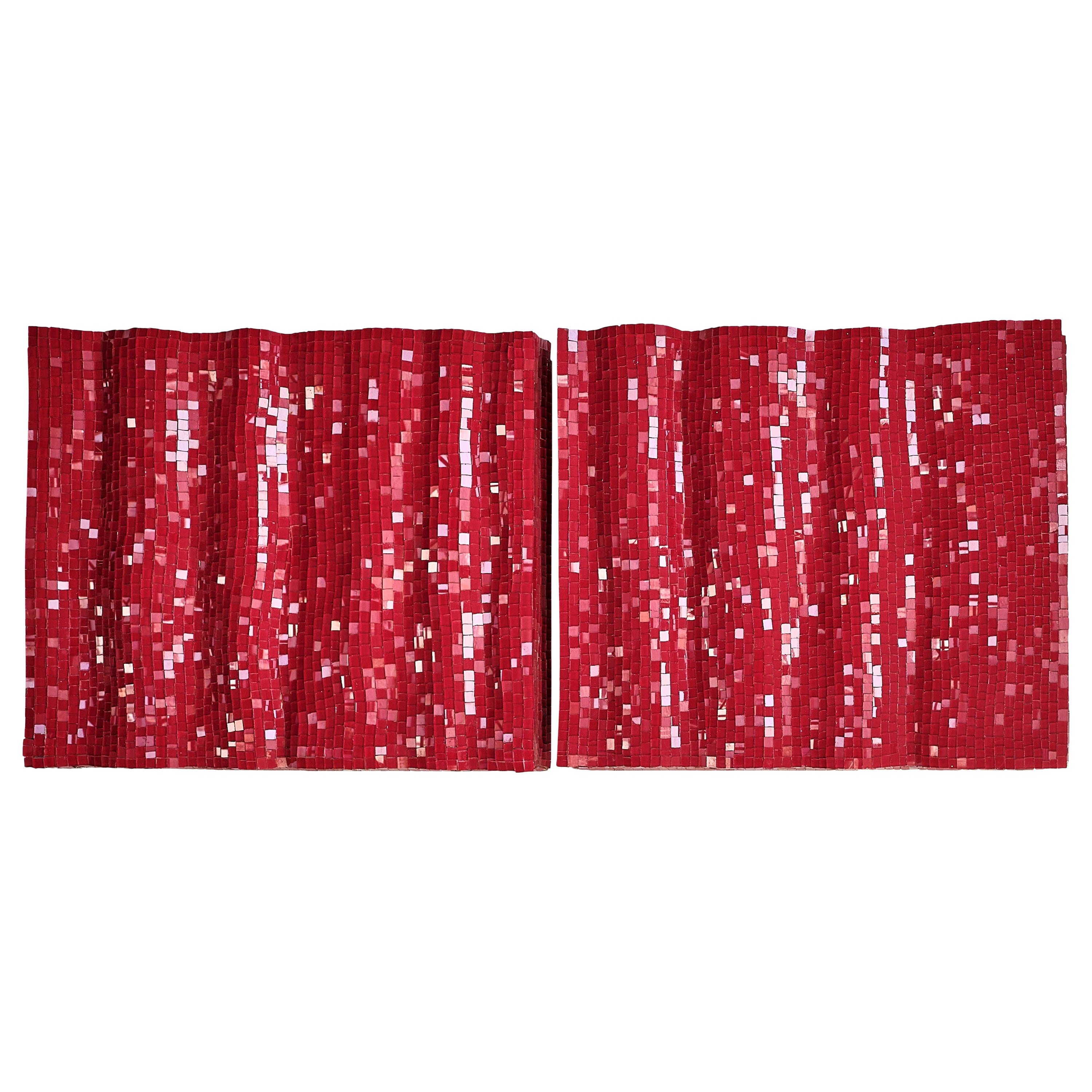 Set Of 2 Modular Decorative Red Glass Mosaic Panels by Davide Medri