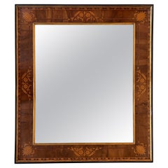 Antique Mirror en acajou incrusté de marqueterie du 19ème siècle