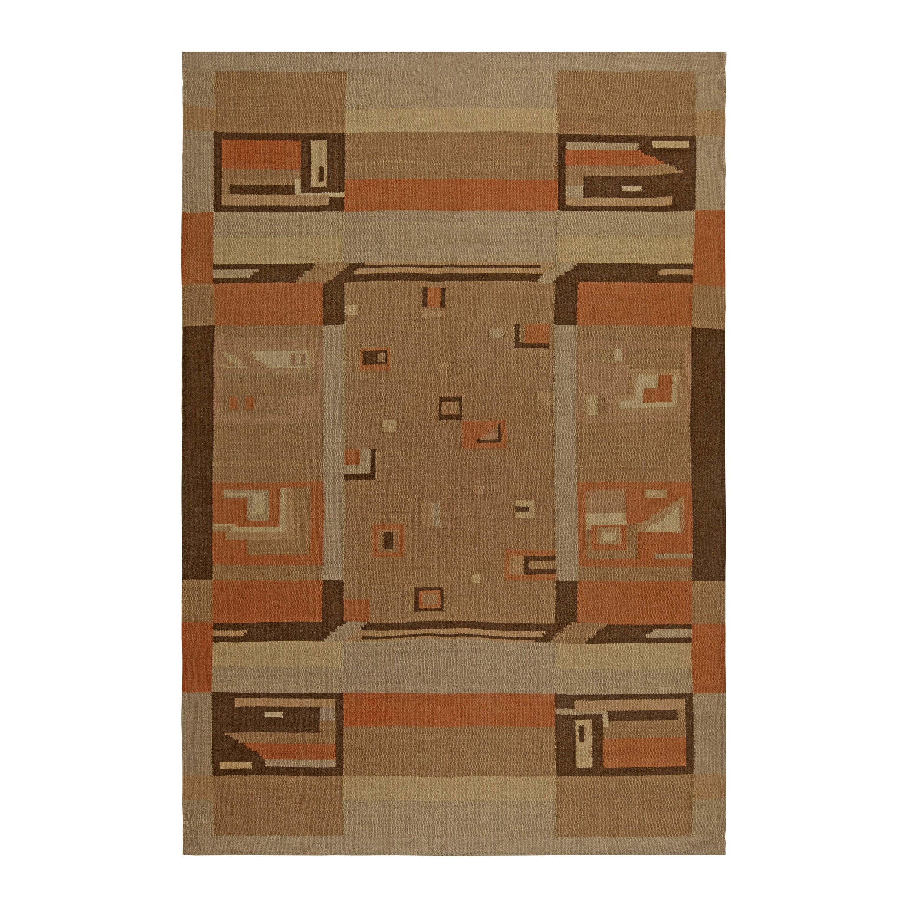 Midcentury Scandinavian Geometric Handmade Wool Rug