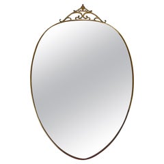 Vintage Mid-Century Italian Brass Mirror Attributed To Gio Ponti 1960s