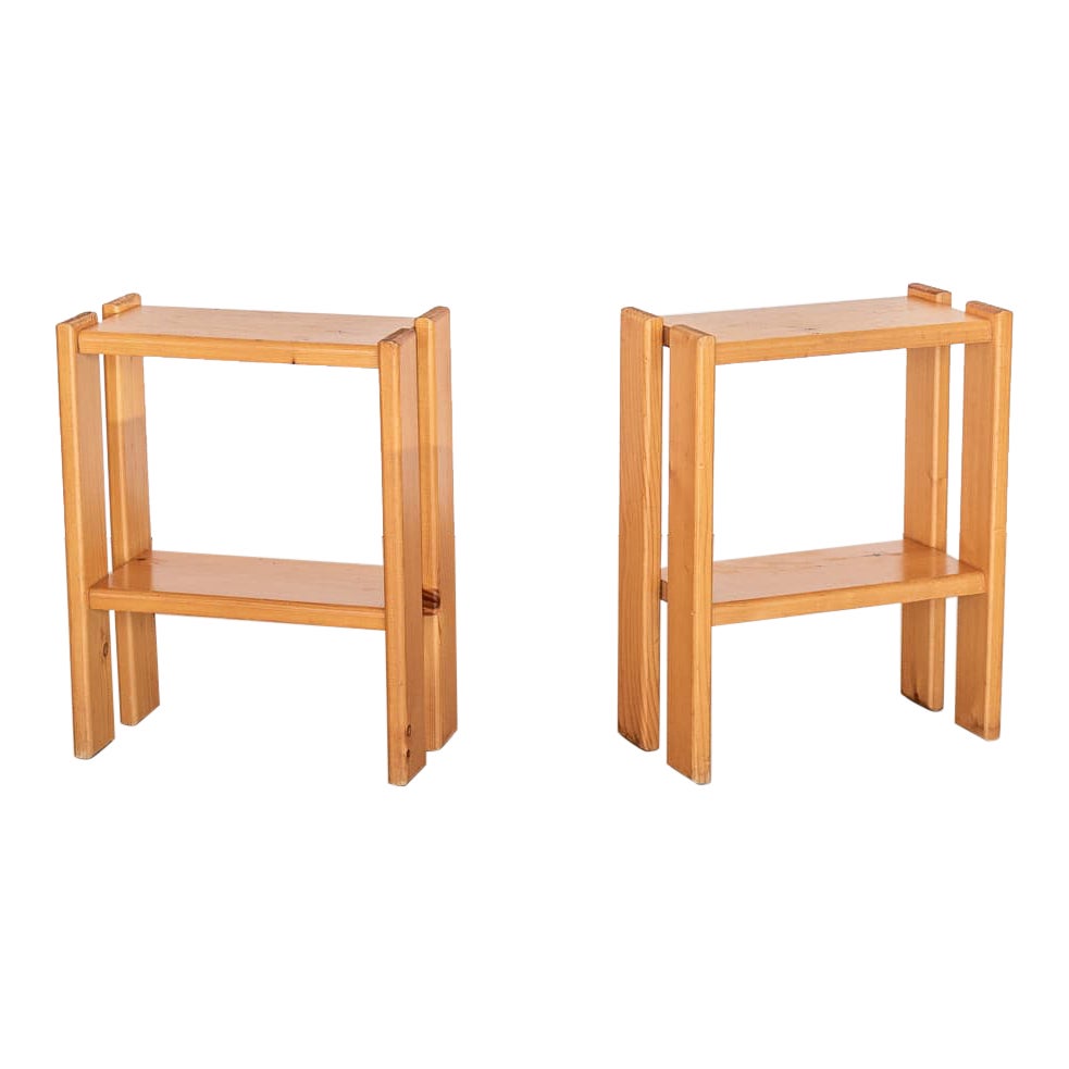 Pair of Petite French Elm Side Tables