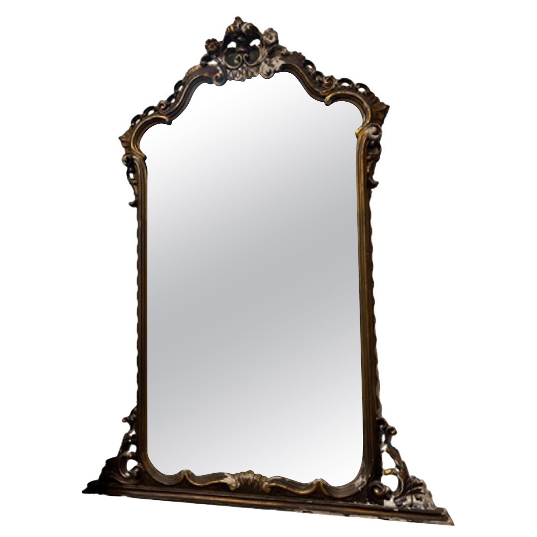 Italian Shabby Chic Gold Leaf Mirror For Sale