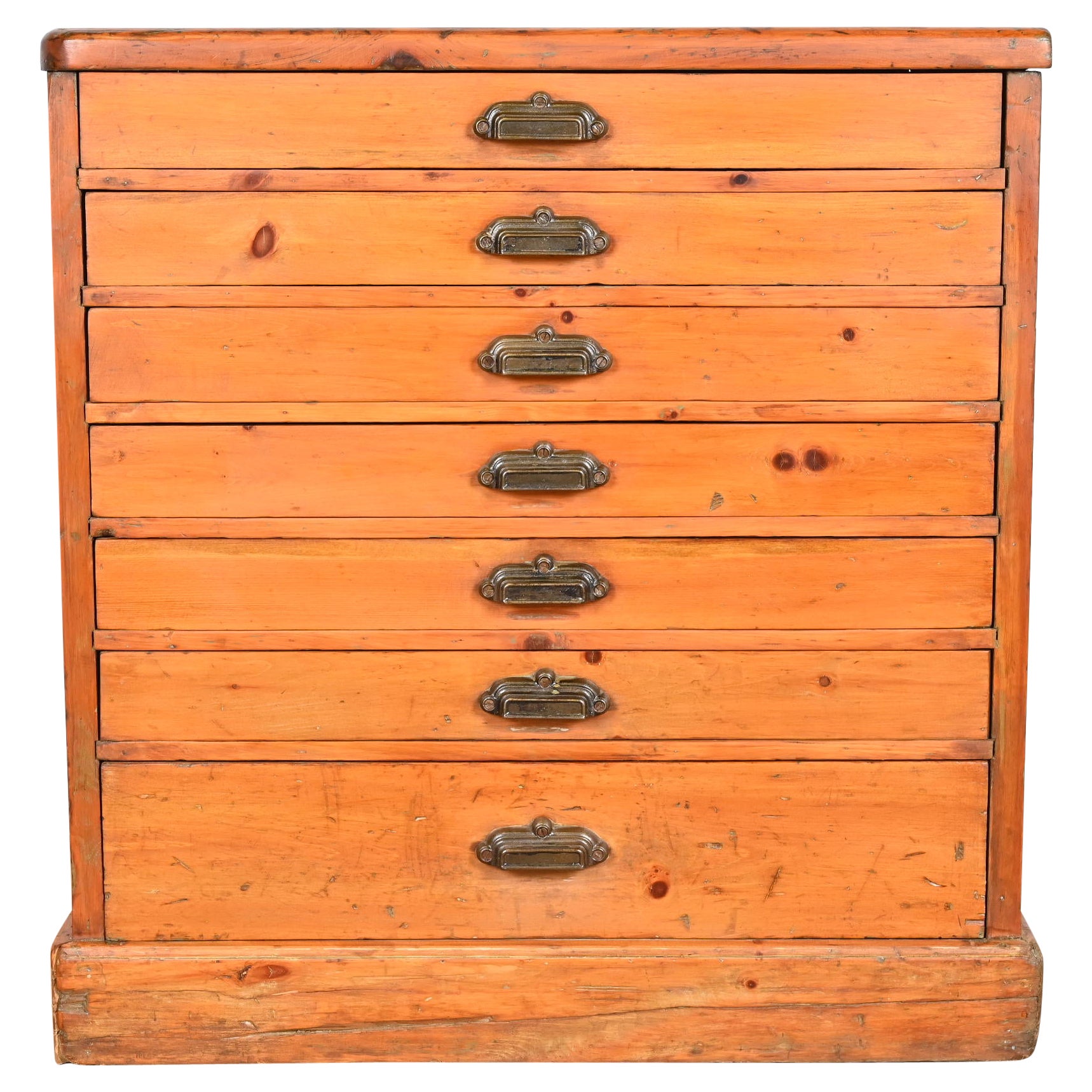 Arts & Crafts Pine Seven-Drawer Flat File or Collector's Cabinet, Circa 1900