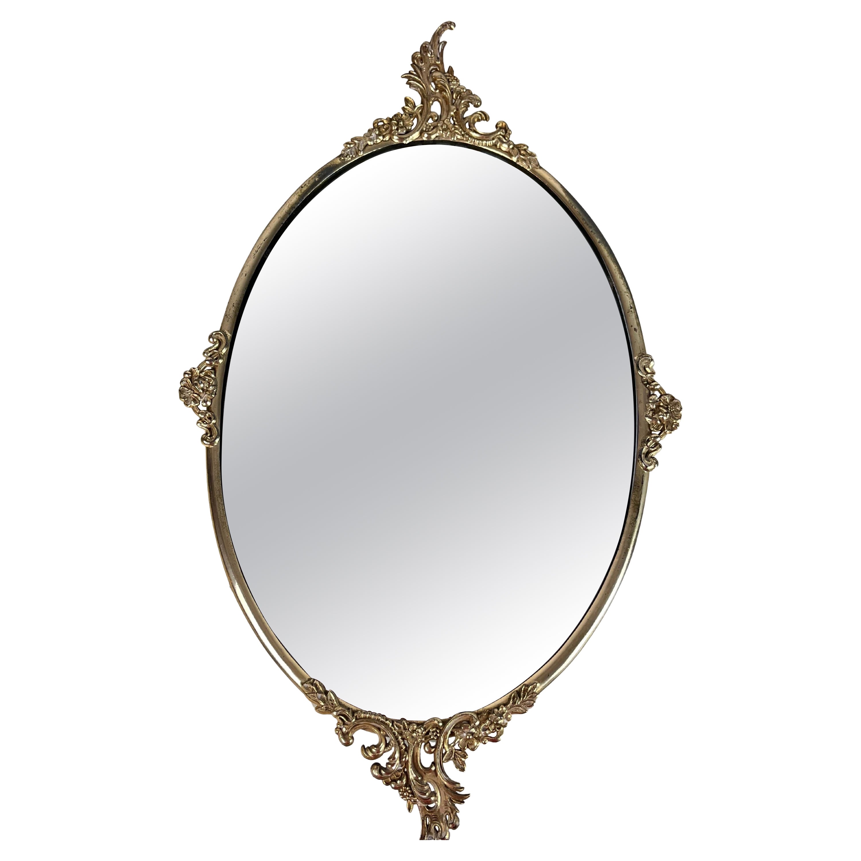 Mid-Century Italian Brass Mirror, 1960s For Sale