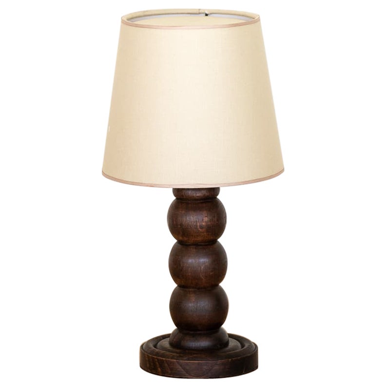 French Ribbed Wood Table Lamp For Sale at 1stDibs