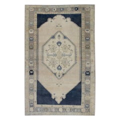 Alfombra turca vintage hecha a mano 4'3 "x 6'9