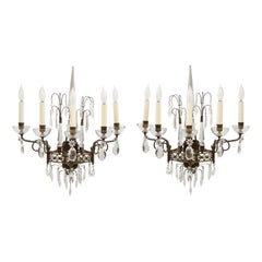 Pair of Baltic Cut-Crystal Brass Five Light Sconces [2]