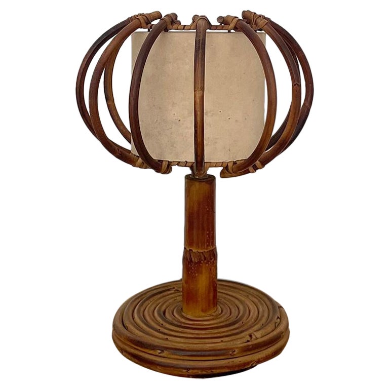 Louis Sognot French Rattan Lamp