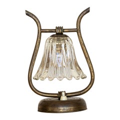 Petite Barovier Glass and Brass Lamp