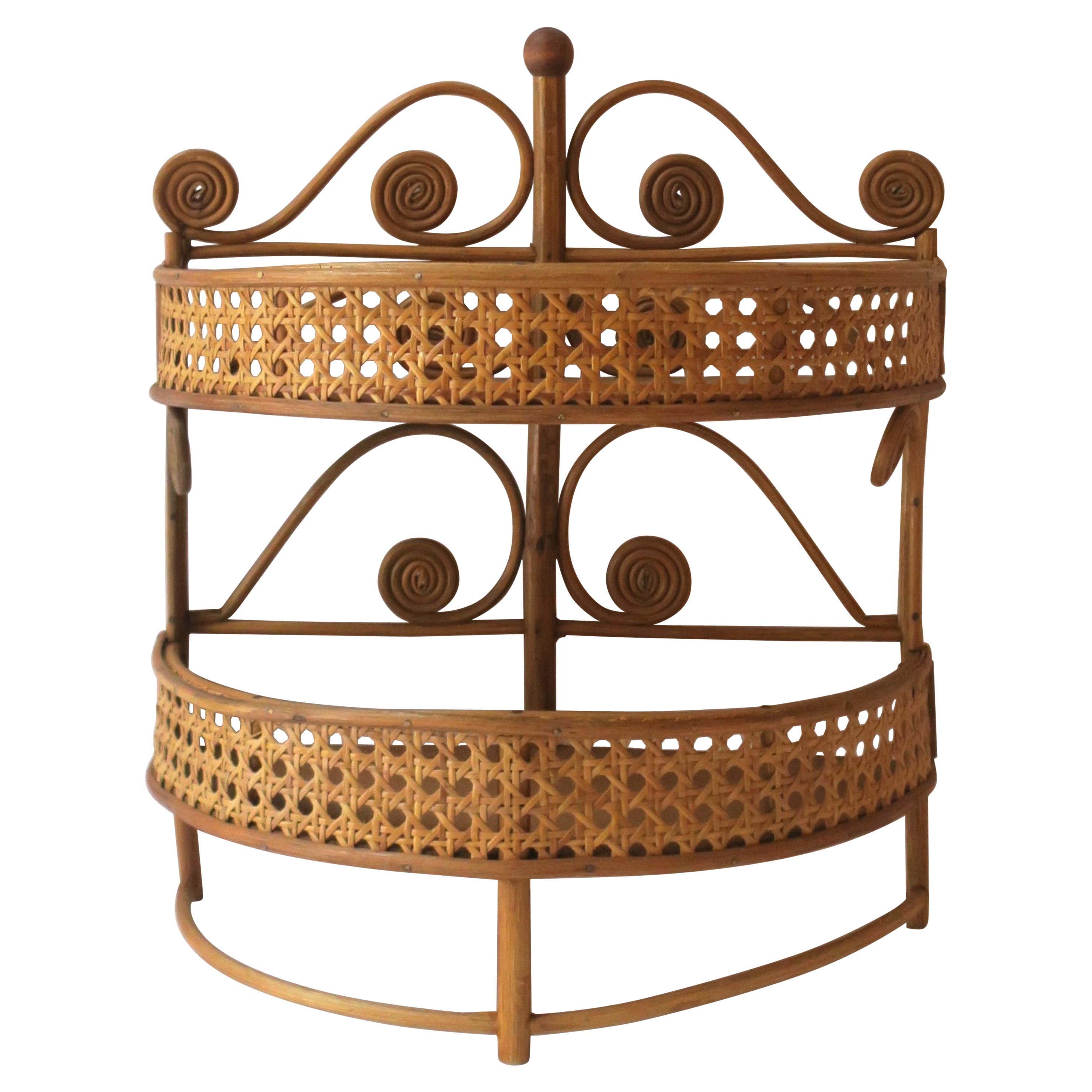 Wicker and Cane Wall Shelf For Sale