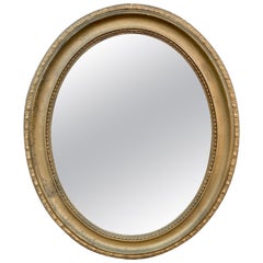 Antique Italian Giltwood Oval Mirror, Early 20th Century