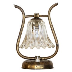 Petite Barovier Glass and Brass Lamp