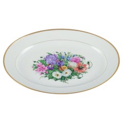 Bing & Grøndahl, large oval serving platter hand-painted with flowers