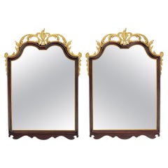 Paire de miroirs muraux néoclassiques Chippendale en acajou sculpté et doré MINT !