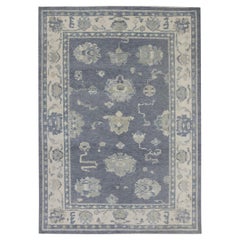 Handwoven Wool Turkish Oushak Rug 4'11"x 6'8"