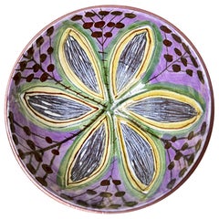 Retro Swedish Laholm Delicate Multicolored Floral Decor Bowl, 1960s