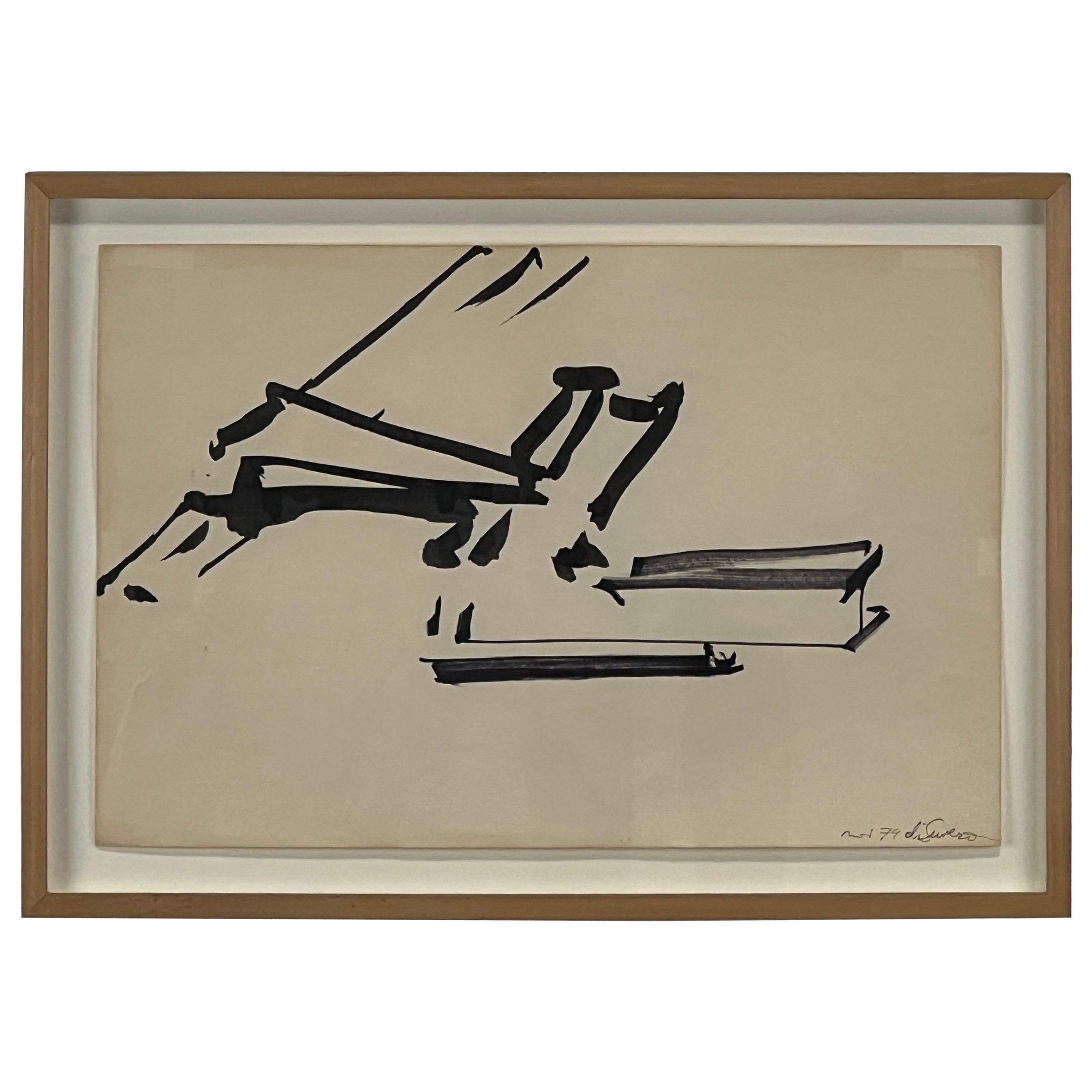 Untitled Ink Drawing on Paper, 1974, by Mark di Suvero  For Sale