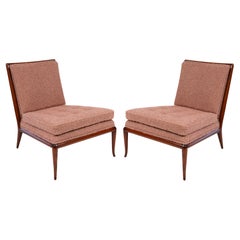 T.H. Robsjohn-Gibbings Slipper Chairs by Widdicomb in Pink Bouclé