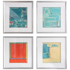 Group of four Abstract Oil, Acrylic and Crayon on Paper, Doreen Noar