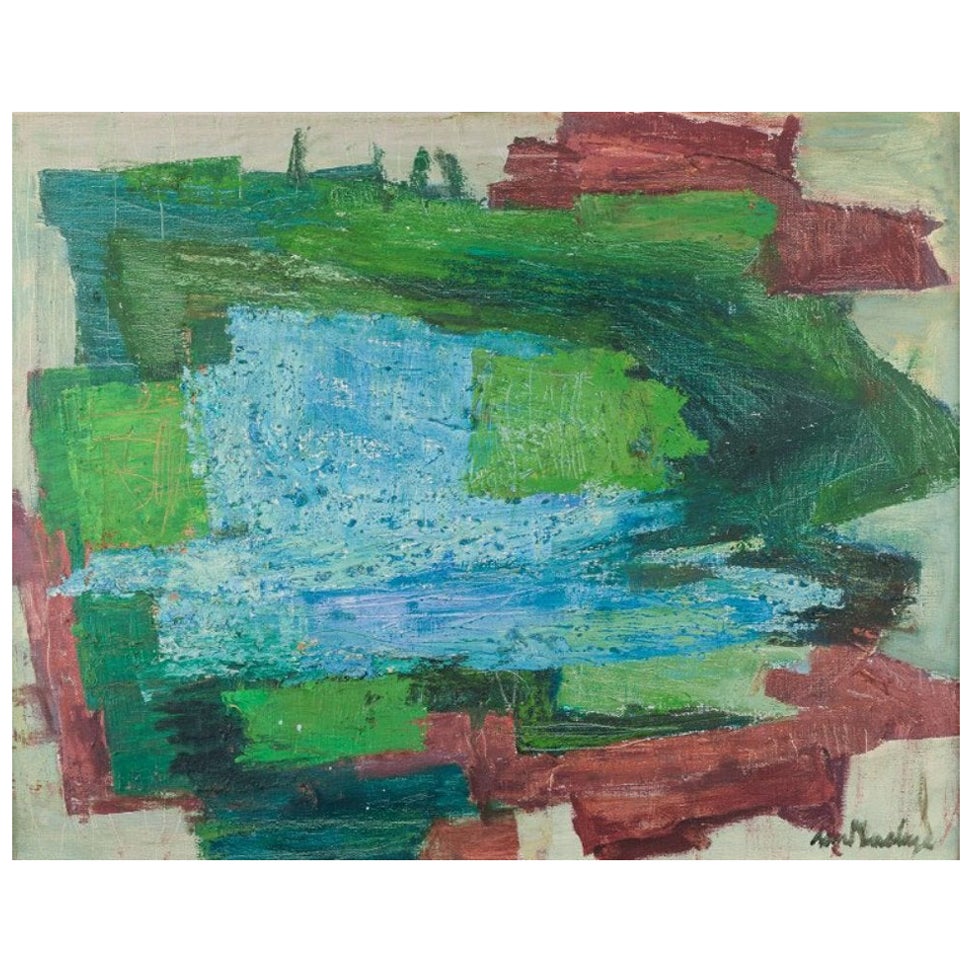 Svend Saabye, artista danese. Composizione astratta.Olio su tela