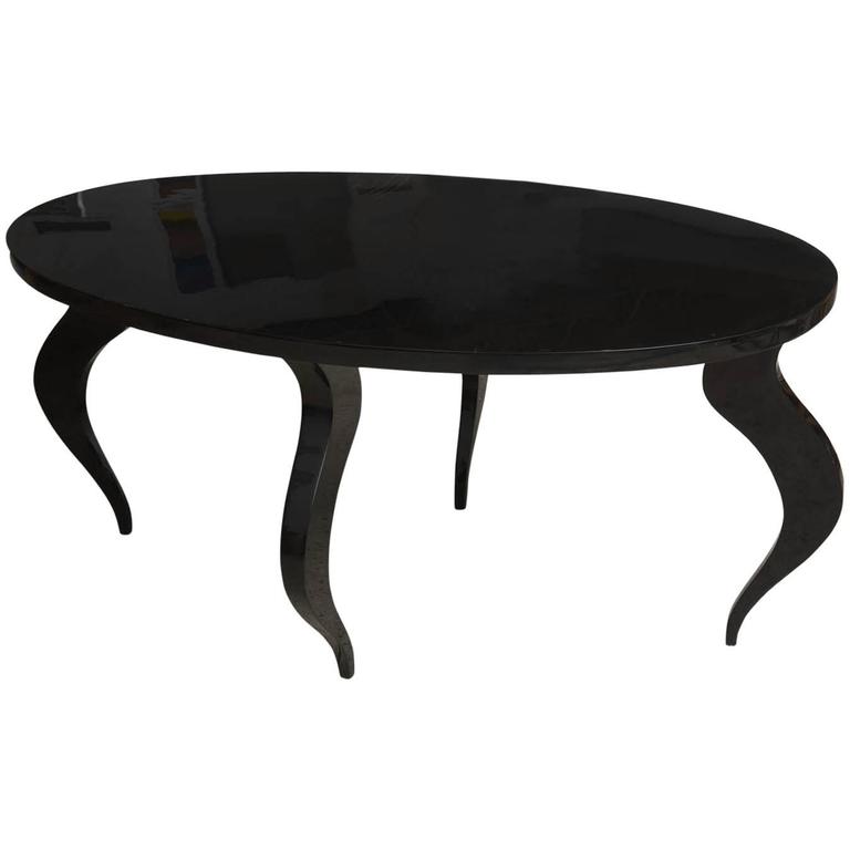 Italian Modern Black Lacquer Center/Dining Table For Sale
