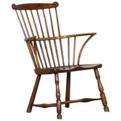 English George III Elm Comb Back Windsor Armchair