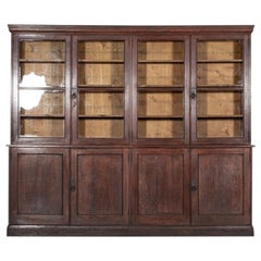 Antique Monumental English Oak Glazed Bookcase
