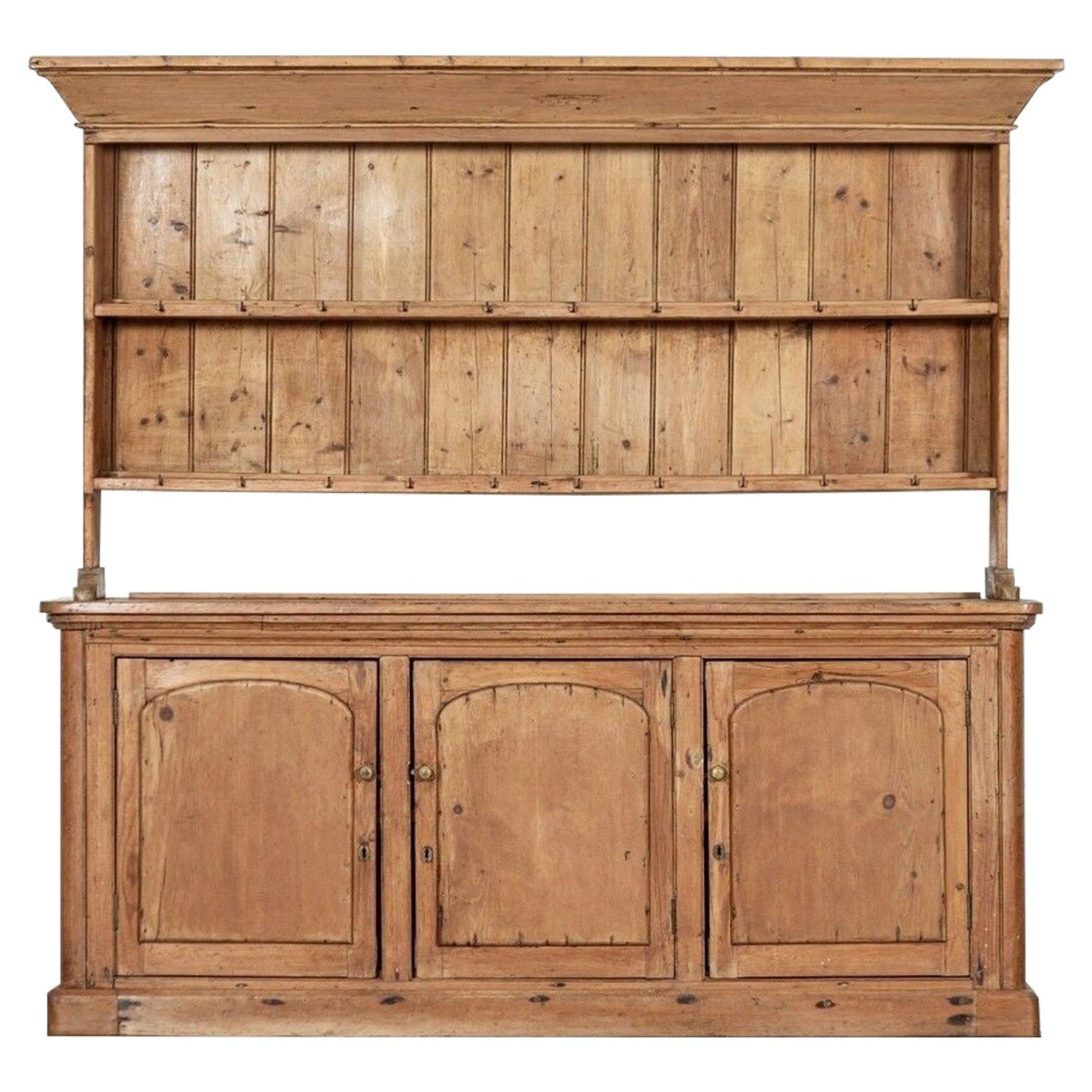Large 19thc English Pine Vernacular Dresser For Sale