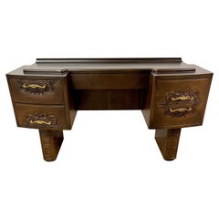 French Hand Carved Art Deco Vanity in the Style of Charles Dudouyt 1939-1949