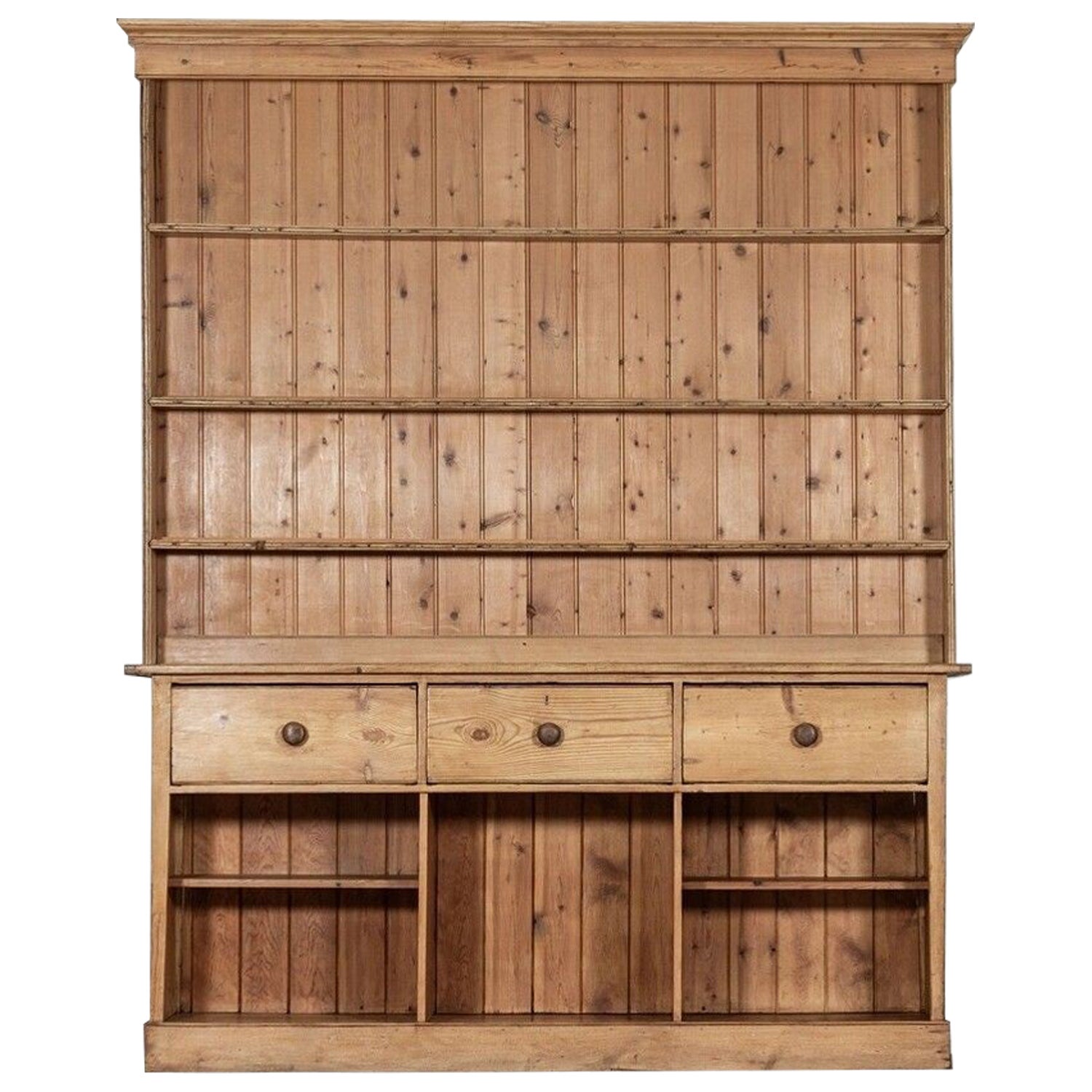 Large 19thC English Pine Dresser