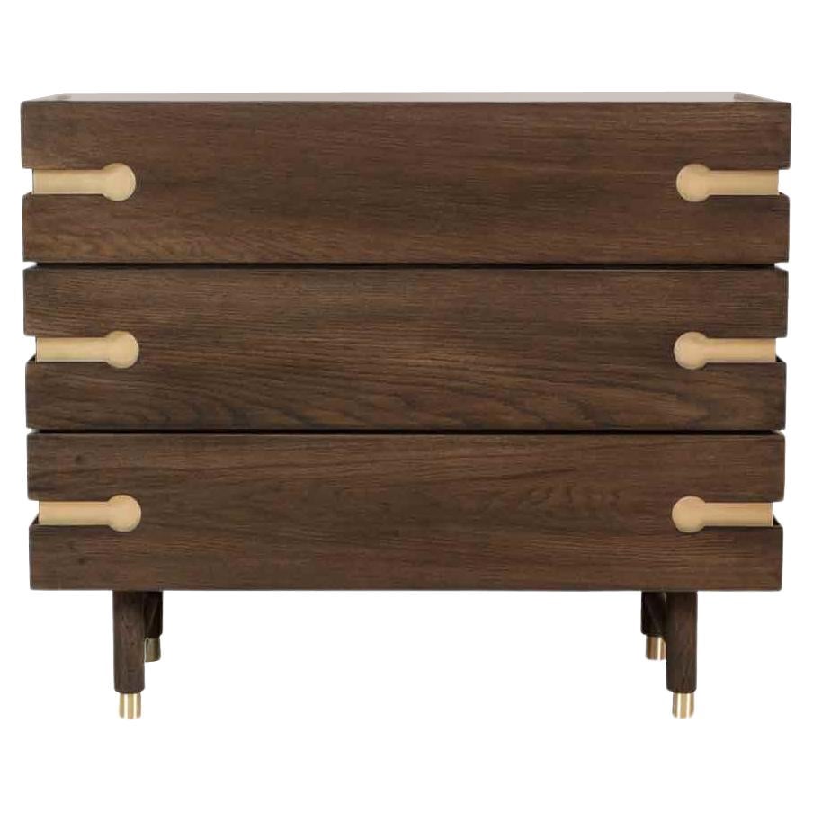 Oak and Brass Niguel Dresser by Lawson-Fenning For Sale