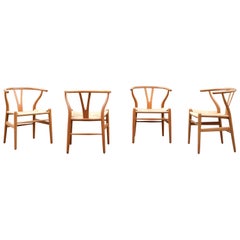 Hans Wegner CH24 Retro Oak Wishbone Y Chair for Carl Hansen Set of 4