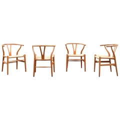 Hans Wegner CH24 Vintage Oak Silla Wishbone Y para Carl Hansen Juego de 4