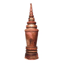 Antique Cambodian wood votive urn