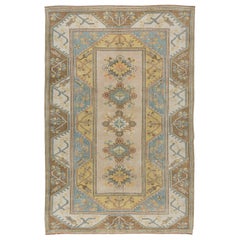 6.6x9.6 Ft türkischer Milas-Teppich im Vintage-Stil, handgeknüpfter Wollteppich mit geometrischem Muster