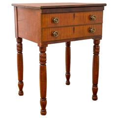 Early 19th Century Federal Tiger Maple Two-Drawer Stand