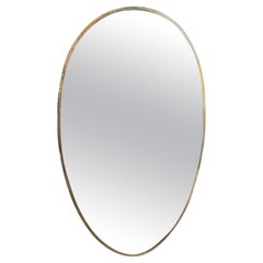 1950s Gio Ponti Style Mid-Century Modern Brass Italian Big Oval Wall Mirror (miroir mural ovale)