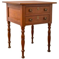 Early 19th Century Sheraton Two-Drawer Cherry Work Table