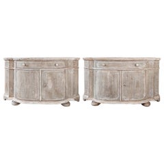Pair of Antique Wooden French Cabinets in Gray Patina
