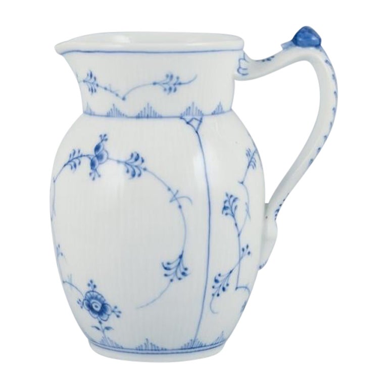 Royal Copenhagen, Blue Fluted Plain, jug. With small snail on top of handle.  For Sale