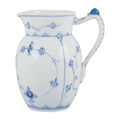 Royal Copenhagen, Blue Fluted Plain, jug. With small snail on top of handle. 