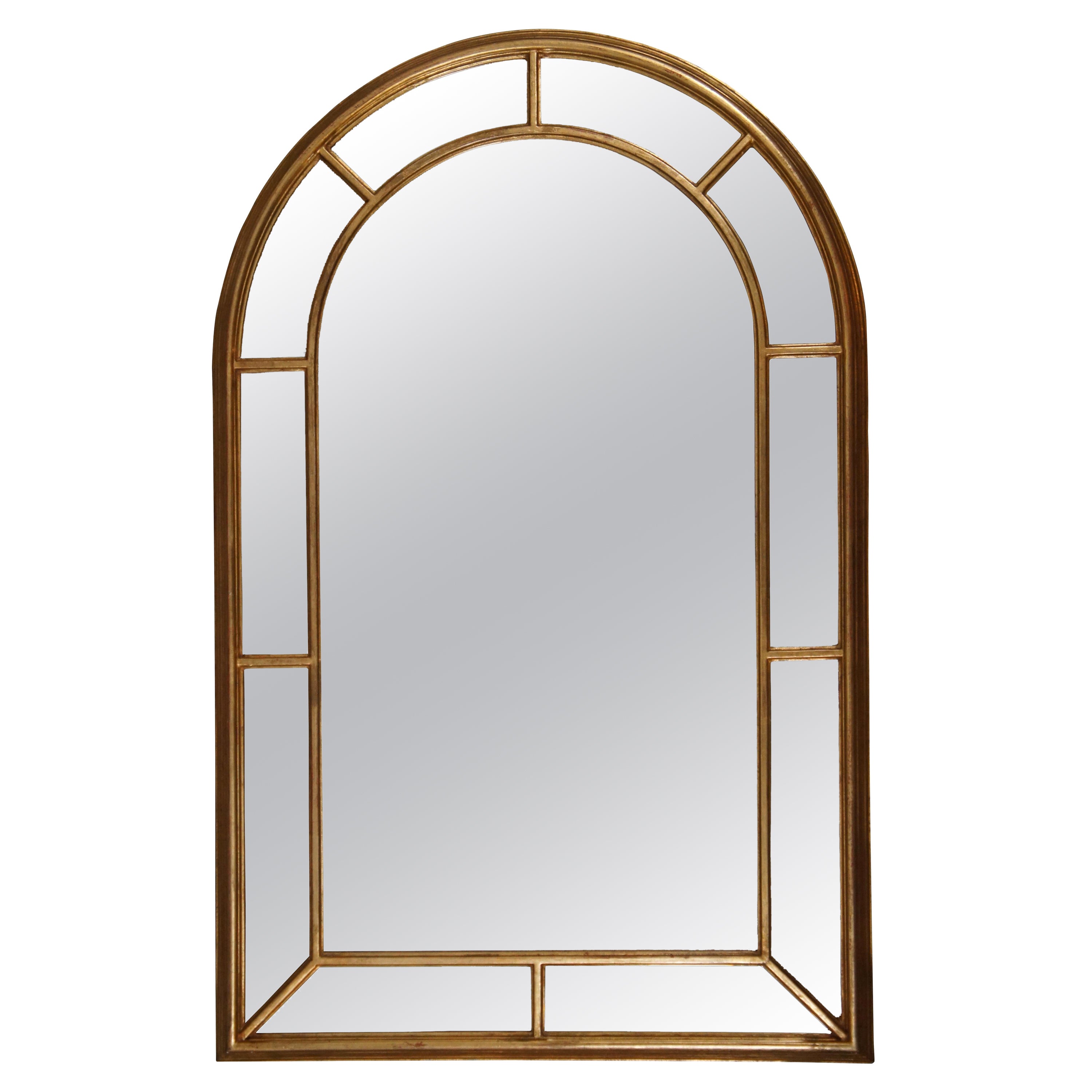 La Barge Italian Hollywood Regency Arched Palladian Wall Vanity Mirror 43" For Sale